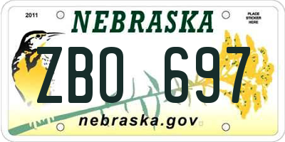 NE license plate ZBO697