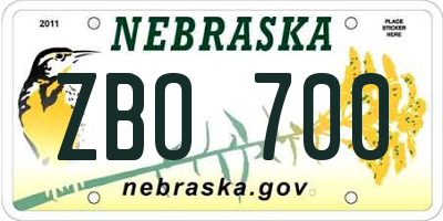 NE license plate ZBO700