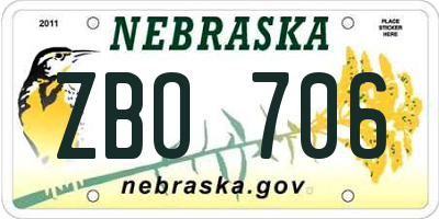 NE license plate ZBO706