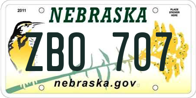 NE license plate ZBO707