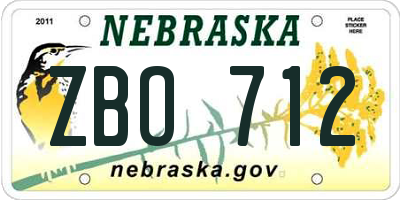 NE license plate ZBO712