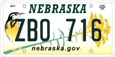NE license plate ZBO716