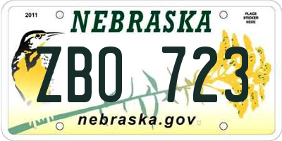 NE license plate ZBO723