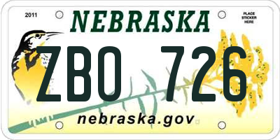 NE license plate ZBO726