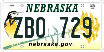 NE license plate ZBO729