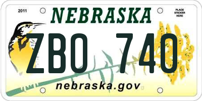 NE license plate ZBO740