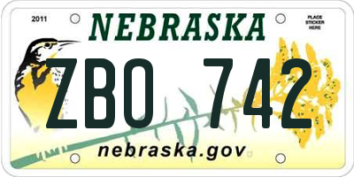NE license plate ZBO742