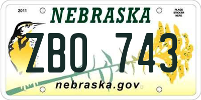NE license plate ZBO743