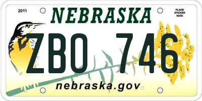 NE license plate ZBO746
