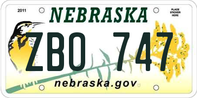 NE license plate ZBO747