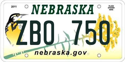 NE license plate ZBO750