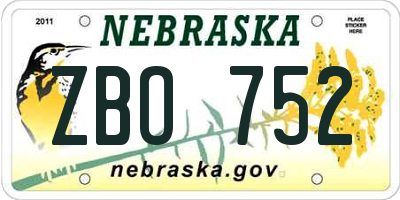 NE license plate ZBO752