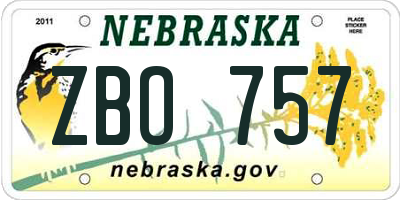 NE license plate ZBO757