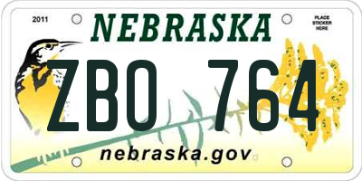 NE license plate ZBO764