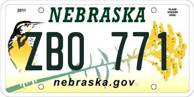 NE license plate ZBO771