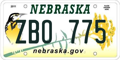 NE license plate ZBO775