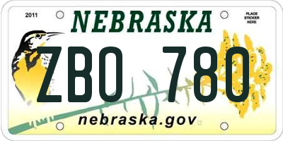 NE license plate ZBO780