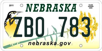 NE license plate ZBO783
