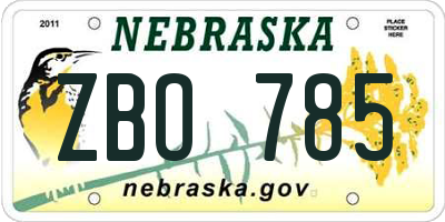 NE license plate ZBO785