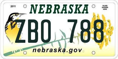 NE license plate ZBO788