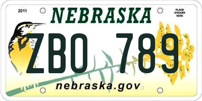 NE license plate ZBO789
