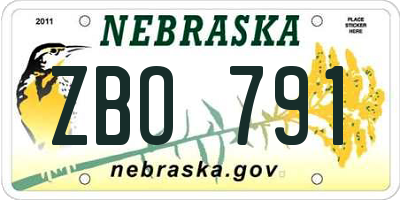 NE license plate ZBO791