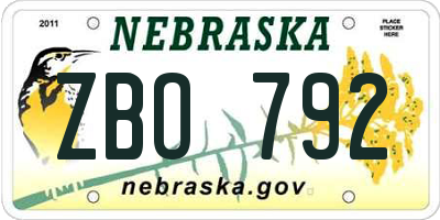 NE license plate ZBO792