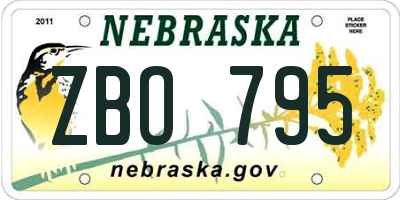 NE license plate ZBO795