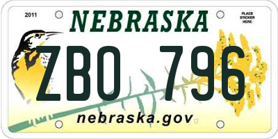NE license plate ZBO796