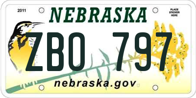 NE license plate ZBO797