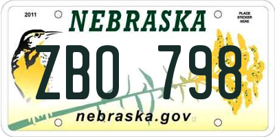 NE license plate ZBO798