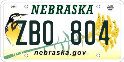 NE license plate ZBO804