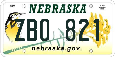 NE license plate ZBO821