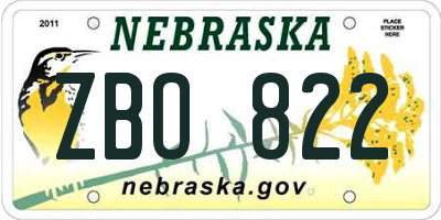 NE license plate ZBO822