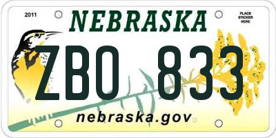 NE license plate ZBO833
