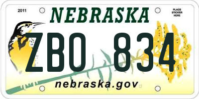 NE license plate ZBO834