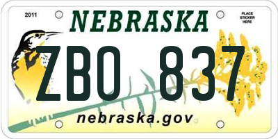 NE license plate ZBO837