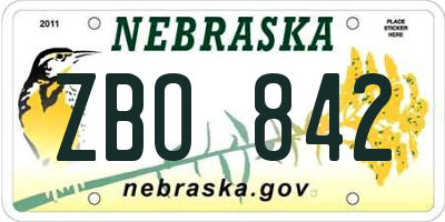 NE license plate ZBO842