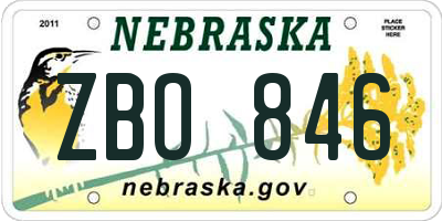 NE license plate ZBO846