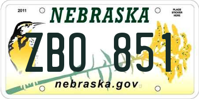 NE license plate ZBO851