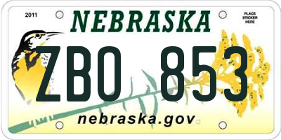 NE license plate ZBO853