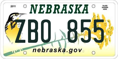 NE license plate ZBO855