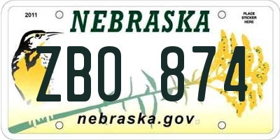 NE license plate ZBO874