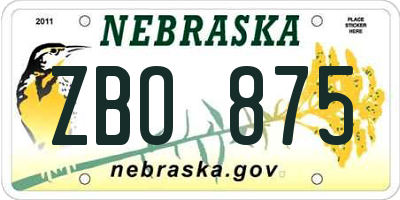 NE license plate ZBO875