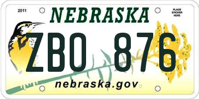 NE license plate ZBO876