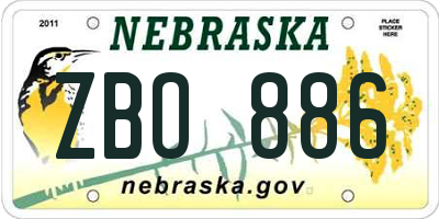 NE license plate ZBO886