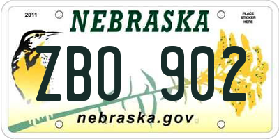 NE license plate ZBO902