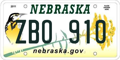 NE license plate ZBO910