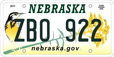 NE license plate ZBO922