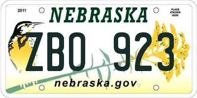 NE license plate ZBO923